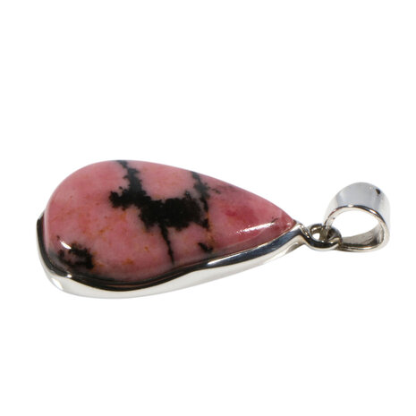 Zilveren hanger rhodoniet | druppel 2,9 x 2,1 cm