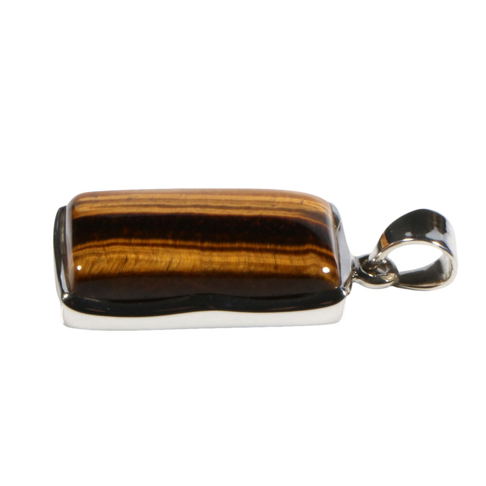 Zilveren hanger tijgeroog | rechthoek 2,5 x 1,4 cm Zilveren hanger tijgeroog | rechthoek 2,5 x 1,4 cm