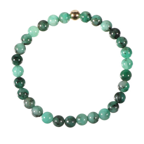 Smaragd armband met 14k gouden kraal | 6 mm