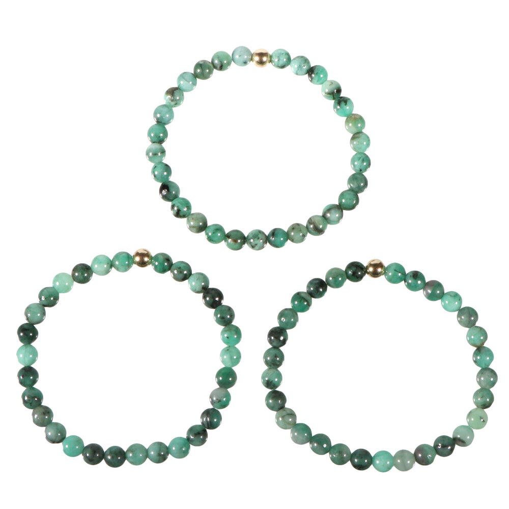 Smaragd armband met 14k gouden kraal | 6 mm