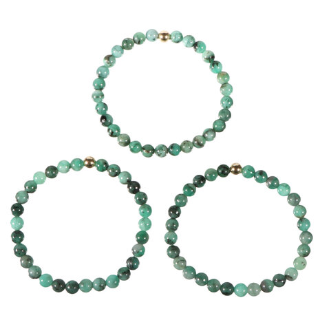 Smaragd armband met 14k gouden kraal | 6 mm