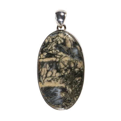 Zilveren hanger pyriet (veer) | ovaal 3,9 x 2,3 cm