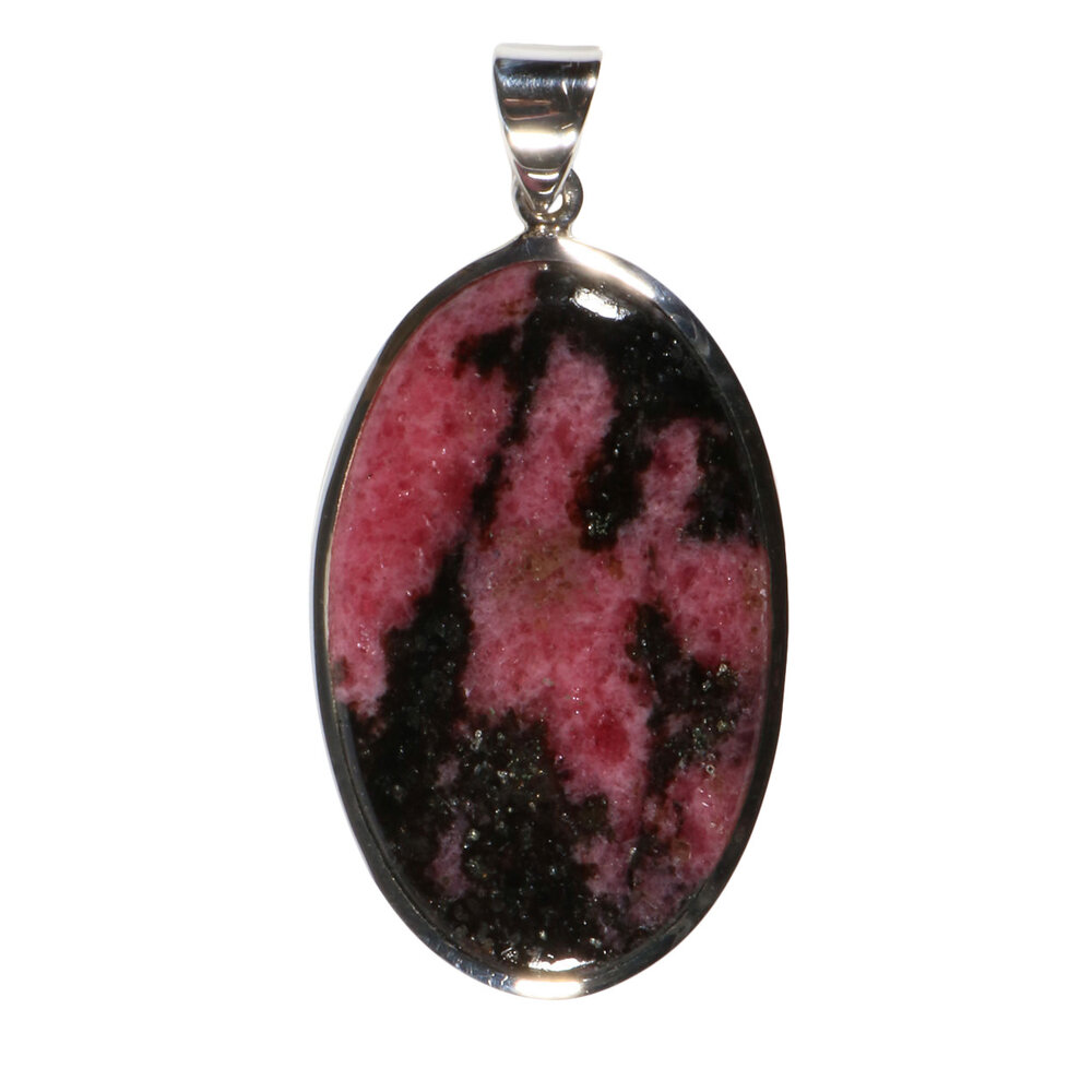 Zilveren hanger rhodoniet | ovaal 4,3 x 2,7 cm Zilveren hanger rhodoniet | ovaal 4,3 x 2,7 cm