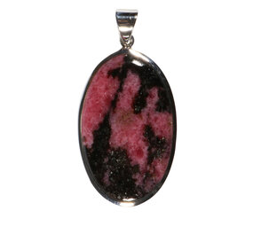 Zilveren hanger rhodoniet | ovaal 4,3 x 2,7 cm Zilveren hanger rhodoniet | ovaal 4,3 x 2,7 cm