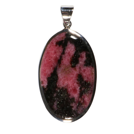 Zilveren hanger rhodoniet | ovaal 4,3 x 2,7 cm Zilveren hanger rhodoniet | ovaal 4,3 x 2,7 cm