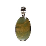 Zilveren hanger versteend hout (groen) | ovaal 3,2 x 2 cm Zilveren hanger versteend hout (groen) | ovaal 3,2 x 2 cm