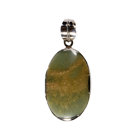 Zilveren hanger versteend hout (groen) | ovaal 3,2 x 2 cm Zilveren hanger versteend hout (groen) | ovaal 3,2 x 2 cm