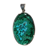 Zilveren hanger chrysocolla met malachiet | ovaal 4,4 x 3 cm Zilveren hanger chrysocolla met malachiet | ovaal 4,4 x 3 cm