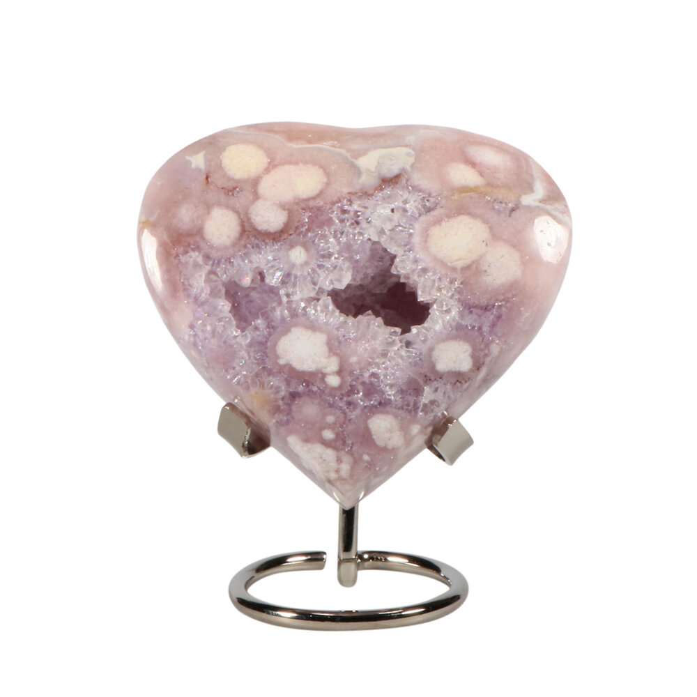 Amethist (roze) hart op standaard 10 x 9 x 4 cm | 448 gram