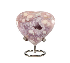 Amethist (roze) hart op standaard 10 x 9 x 4 cm | 448 gram