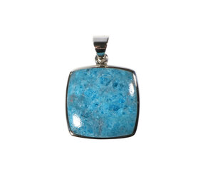 Zilveren hanger apatiet | vierkant 2,2 x 2,2 cm