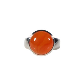 Zilveren ring carneool maat 19 | rond 1,4 cm Zilveren ring carneool maat 19 | rond 1,4 cm
