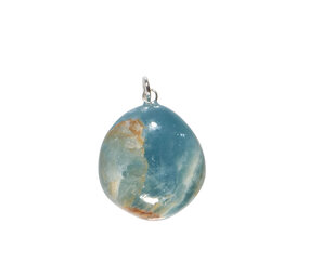 Aragoniet (blauw) hanger met zilveren oogje Aragoniet (blauw) hanger met zilveren oogje