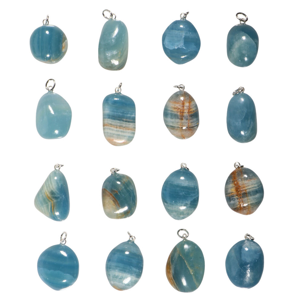 Aragoniet (blauw) hanger met zilveren oogje Aragoniet (blauw) hanger met zilveren oogje