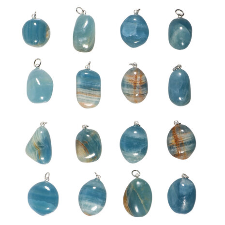 Aragoniet (blauw) hanger met zilveren oogje Aragoniet (blauw) hanger met zilveren oogje