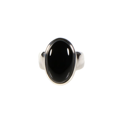 Zilveren ring onyx maat 17 | ovaal 1,8 x 1,1 cm