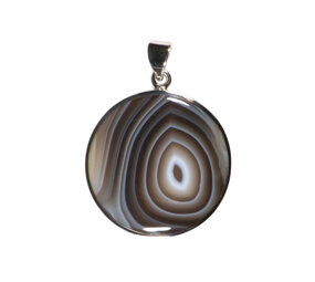 Zilveren hanger agaat (Botswana) | rond 3 cm (2) Zilveren hanger agaat (Botswana) | rond 3 cm (2)
