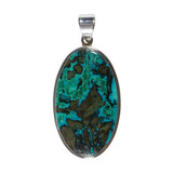 Zilveren hanger chrysocolla | ovaal 4,0 x 2,4 cm Zilveren hanger chrysocolla | ovaal 4,0 x 2,4 cm