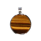 Zilveren hanger tijgeroog | rond 3,0 cm Zilveren hanger tijgeroog | rond 3,0 cm