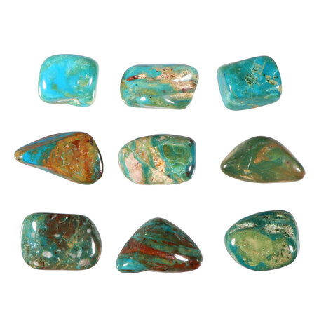 Chrysocolla (geopaliseerd) steen  getrommeld 5 - 10 gram