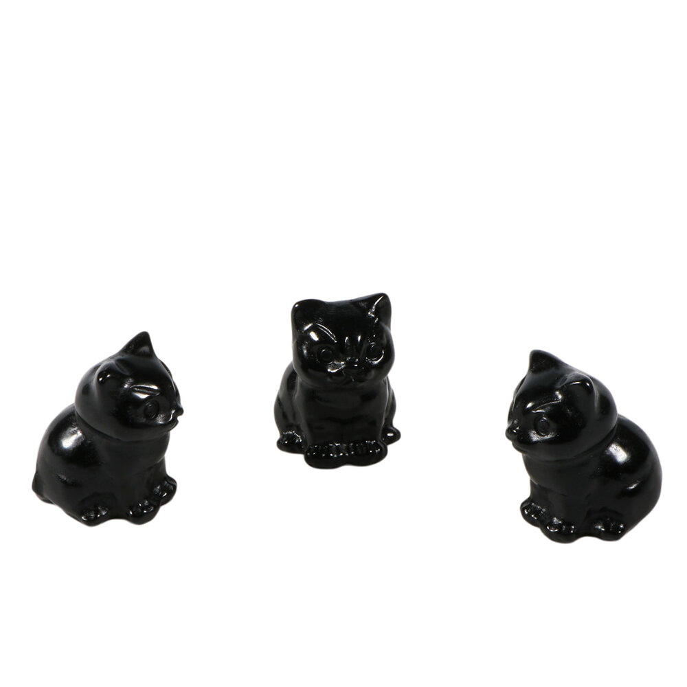 Obsidiaan (zwart) kat 3 x 2,2 x 2 cm Obsidiaan (zwart) kat 3 x 2,2 x 2 cm
