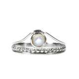 Zilveren ring maansteen (regenboog) maat 20 | rond boogje