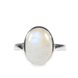 Zilveren ring maansteen (regenboog) maat 17 | ovaal 14 x 10 mm