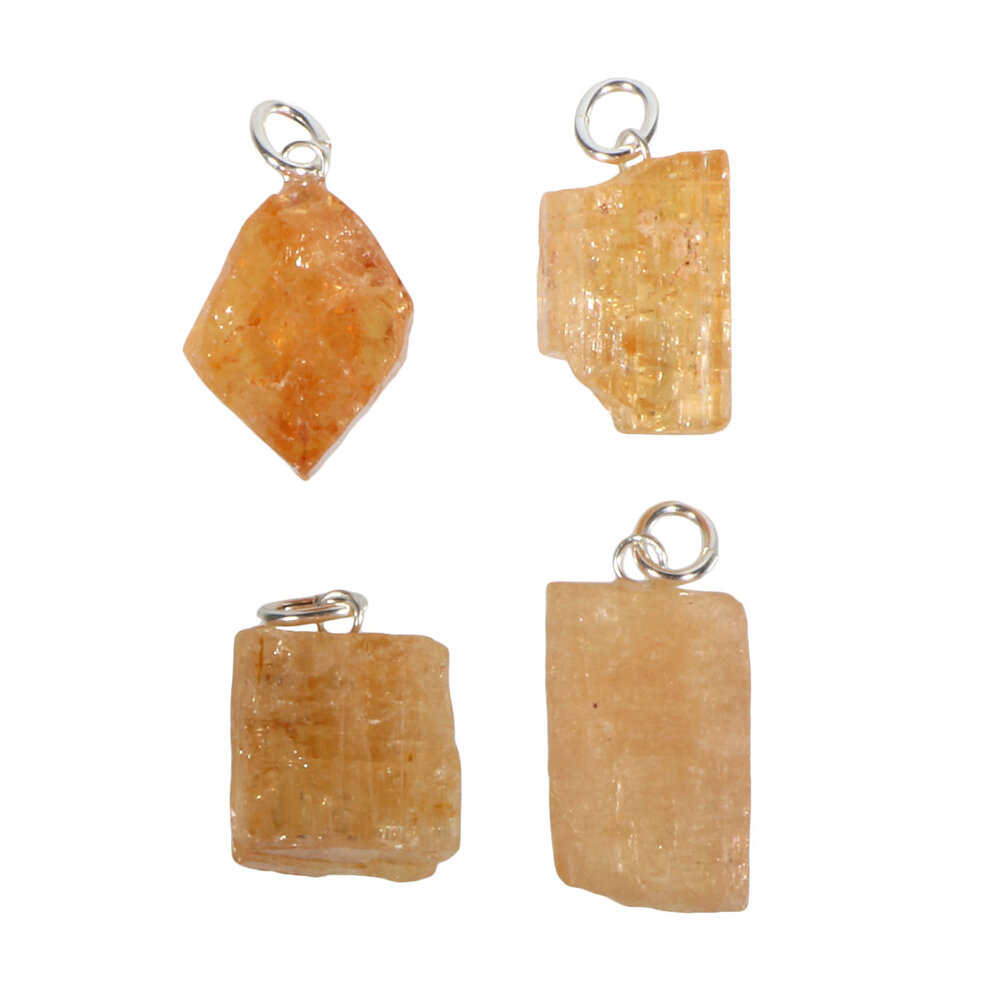 Goudtopaas hanger kristal groot met zilveren oogje