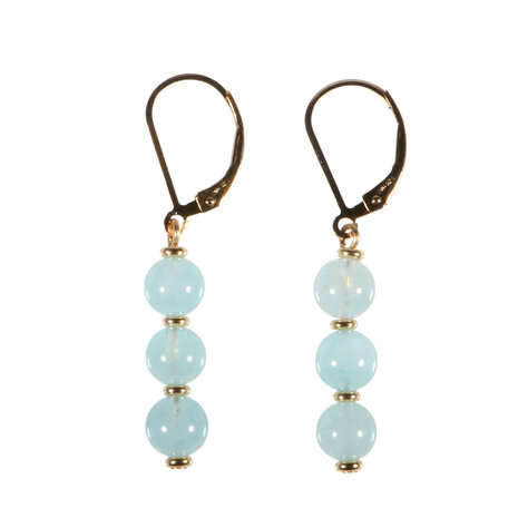 Gold filled oorbellen aquamarijn | 3 bolletjes Gold filled oorbellen aquamarijn | 3 bolletjes