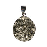 Zilveren hanger pyriet | ovaal cluster 3,6 x 2,7 cm