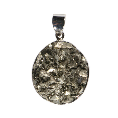 Zilveren hanger pyriet | ovaal cluster 3,6 x 2,7 cm