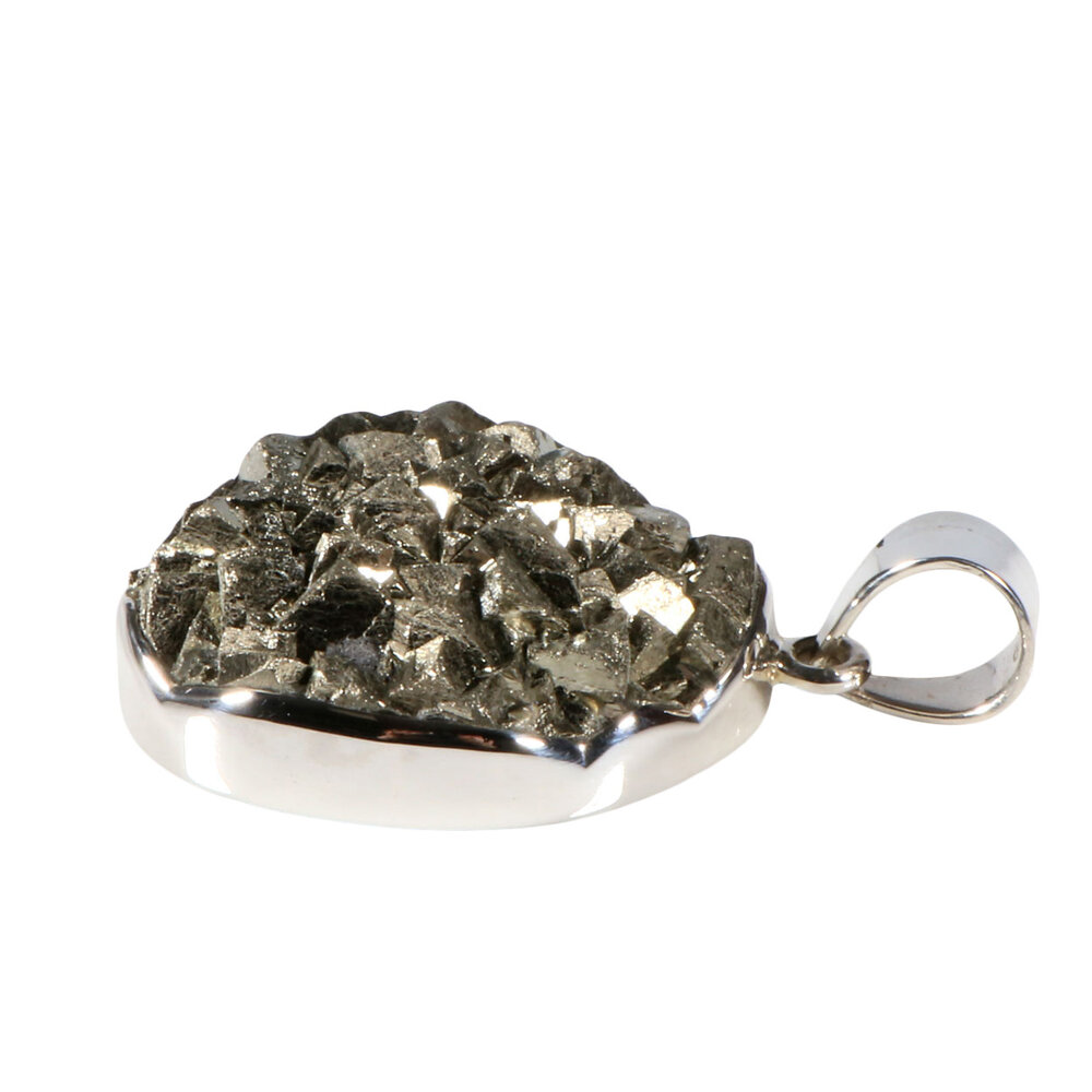 Zilveren hanger pyriet | ovaal cluster 3,6 x 2,7 cm