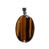 Zilveren hanger tijgeroog | ovaal 3,5 x 2,3 cm Zilveren hanger tijgeroog | ovaal 3,5 x 2,3 cm