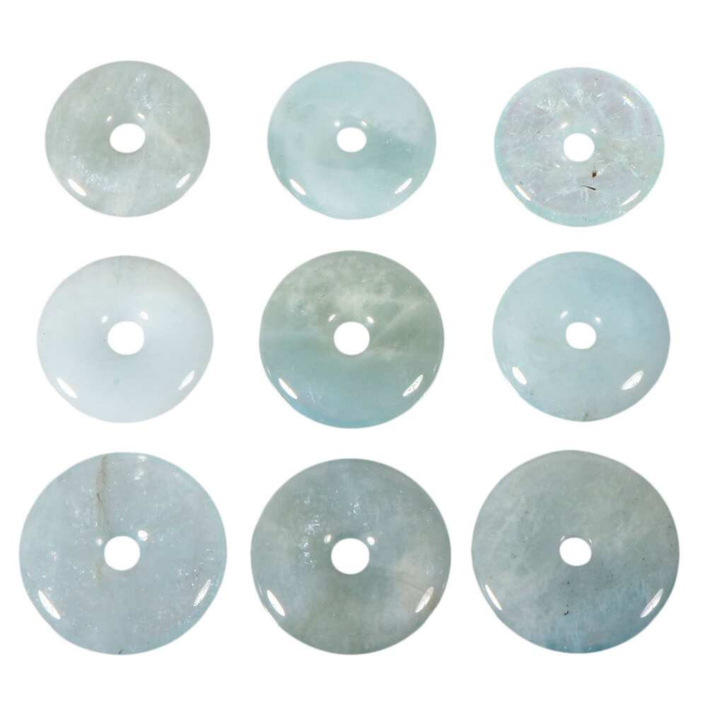 Aquamarijn hanger donut 2,9 - 3,5 cm Aquamarijn hanger donut 2,9 - 3,5 cm