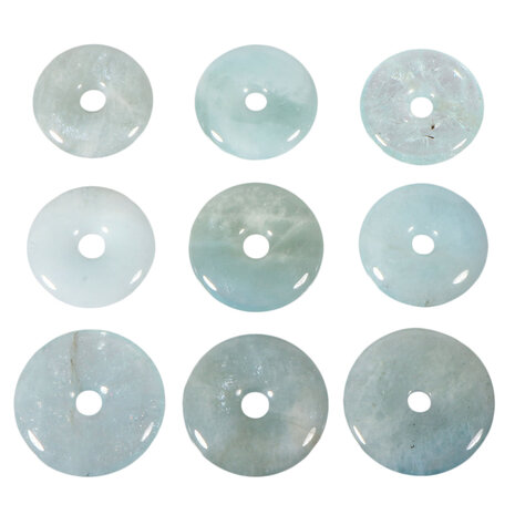 Aquamarijn hanger donut 2,9 - 3,5 cm Aquamarijn hanger donut 2,9 - 3,5 cm