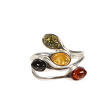 Zilveren ring barnsteen maat 18 | 4 ovale stenen Zilveren ring barnsteen maat 18 | 4 ovale stenen