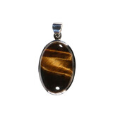 Zilveren hanger tijgeroog | ovaal 2,7 x 1,8 cm Zilveren hanger tijgeroog | ovaal 2,7 x 1,8 cm