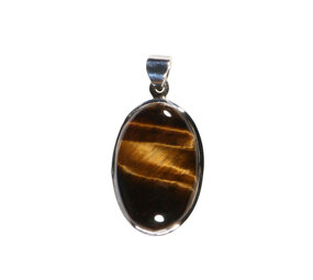 Zilveren hanger tijgeroog | ovaal 2,7 x 1,8 cm Zilveren hanger tijgeroog | ovaal 2,7 x 1,8 cm
