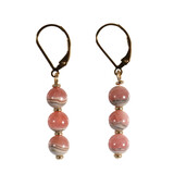Gold filled oorbellen rhodochrosiet | 3 bolletjes Gold filled oorbellen rhodochrosiet | 3 bolletjes