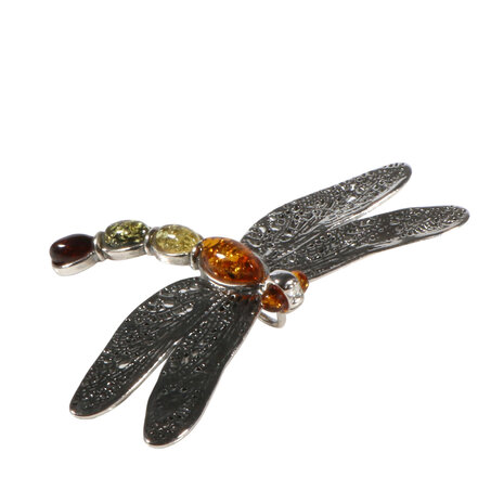 Zilveren hanger barnsteen | libelle 4 stenen Zilveren hanger barnsteen | libelle 4 stenen