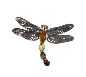 Zilveren hanger barnsteen | libelle 4 stenen Zilveren hanger barnsteen | libelle 4 stenen