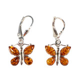 Zilveren oorbellen barnsteen | vlinder 4 stenen Zilveren oorbellen barnsteen | vlinder 4 stenen