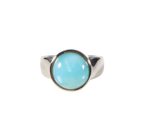 Zilveren ring larimar maat 17 1/2 | rond 1,2 cm Zilveren ring larimar maat 17 1/2 | rond 1,2 cm