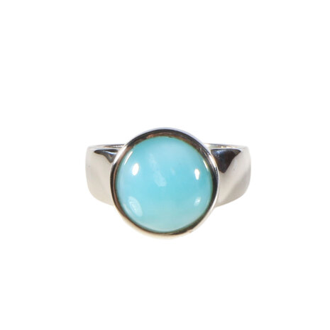 Zilveren ring larimar maat 17 1/2 | rond 1,2 cm Zilveren ring larimar maat 17 1/2 | rond 1,2 cm