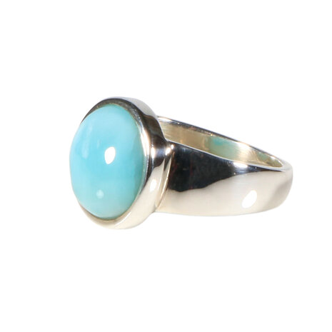 Zilveren ring larimar maat 17 1/2 | rond 1,2 cm Zilveren ring larimar maat 17 1/2 | rond 1,2 cm