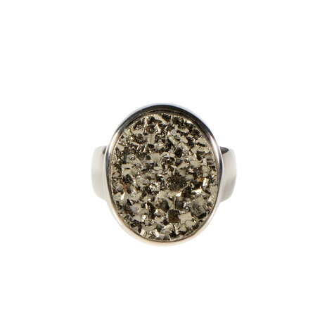 Zilveren ring pyriet maat 18 | ruw 1,8 x 1,5 cm Zilveren ring pyriet maat 18 | ruw 1,8 x 1,5 cm
