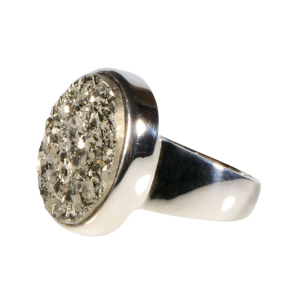 Zilveren ring pyriet maat 18 | ruw 1,8 x 1,5 cm Zilveren ring pyriet maat 18 | ruw 1,8 x 1,5 cm