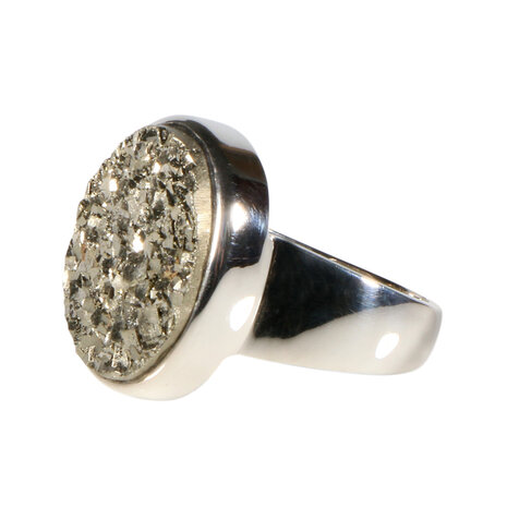 Zilveren ring pyriet maat 18 | ruw 1,8 x 1,5 cm Zilveren ring pyriet maat 18 | ruw 1,8 x 1,5 cm