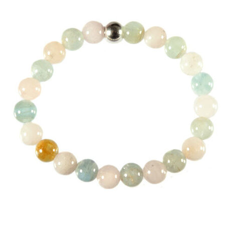 Aquamarijn, beryl en morganiet armband 18 cm | 8 mm kralen Aquamarijn, beryl en morganiet armband 18 cm | 8 mm kralen