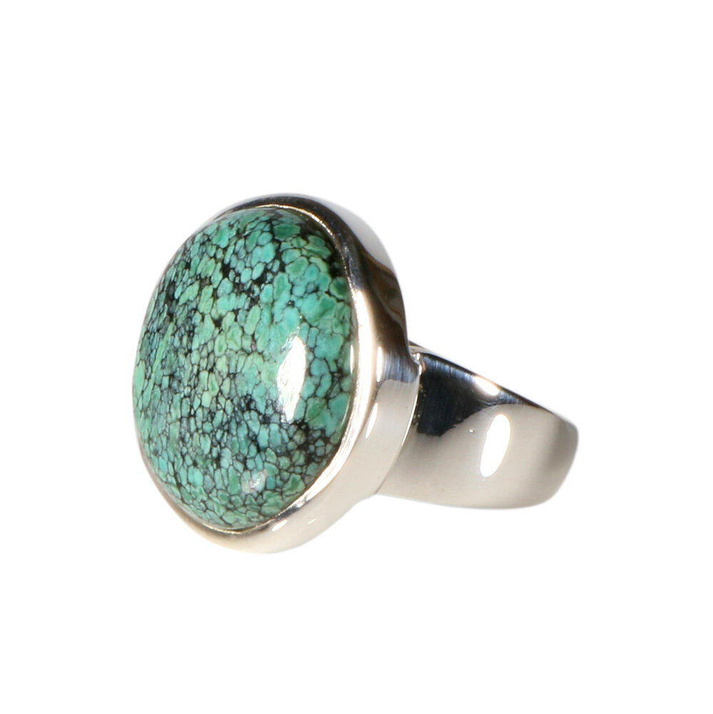 Zilveren ring turkoois maat 17 1/2 | rond 1,8 cm Zilveren ring turkoois maat 17 1/2 | rond 1,8 cm